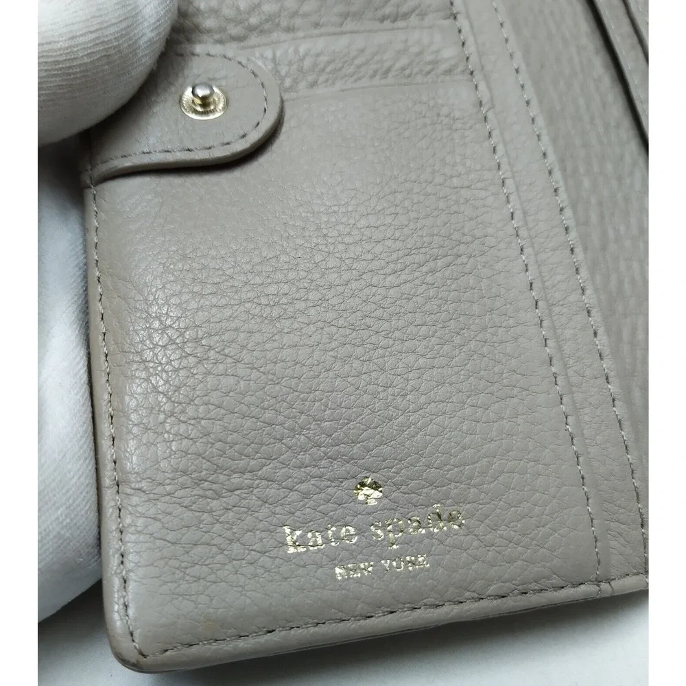 Kate Spade New York Gray Leather Credit Card Bifold Wallet